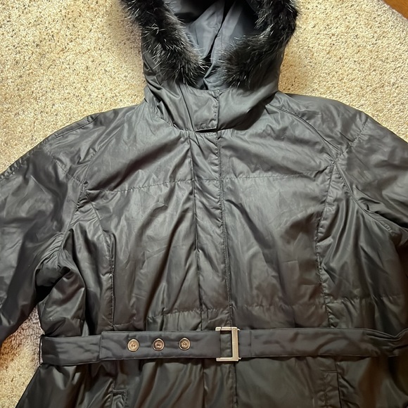 Voyage by Marina Rinaldi Goose Down and Real Beaver Fur Reversible Black Jacket - Picture 3 of 16